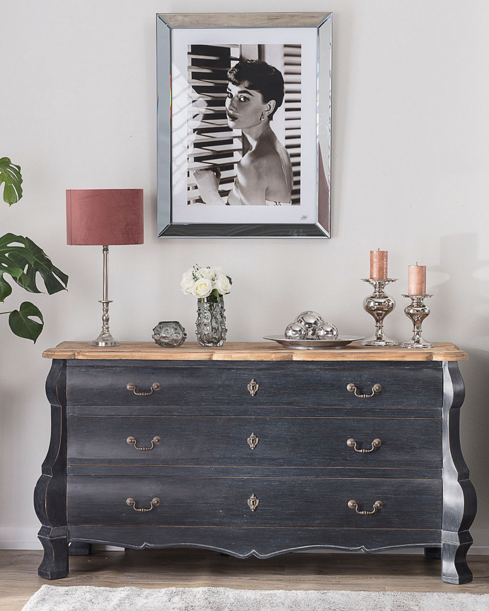 Komoda Lavrence 160 x 50 x 85 old black & natural (hover)
