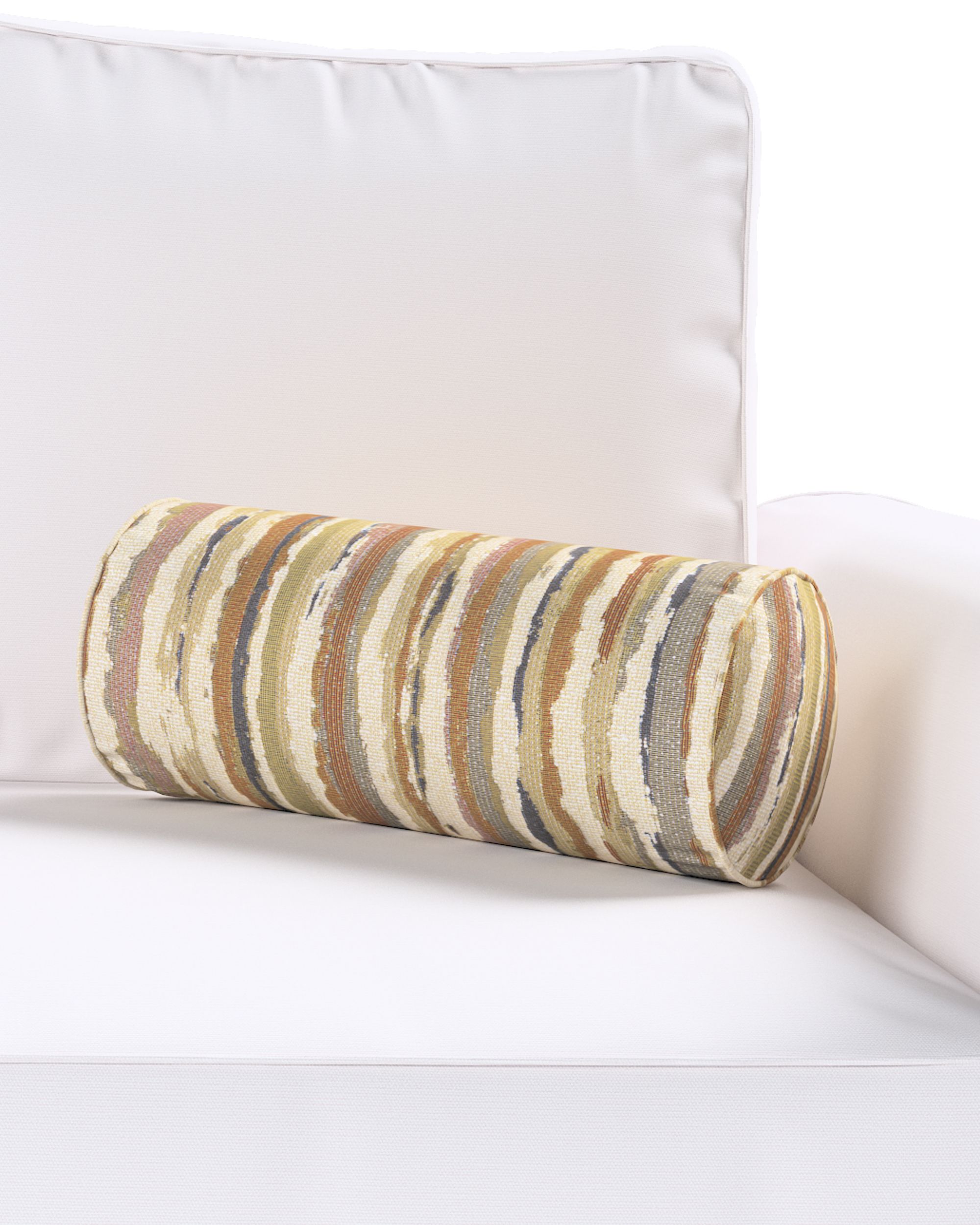 Jednoduchý valcový vankúš farba produktu béžová látka zapletaná, vzorované (hover)
