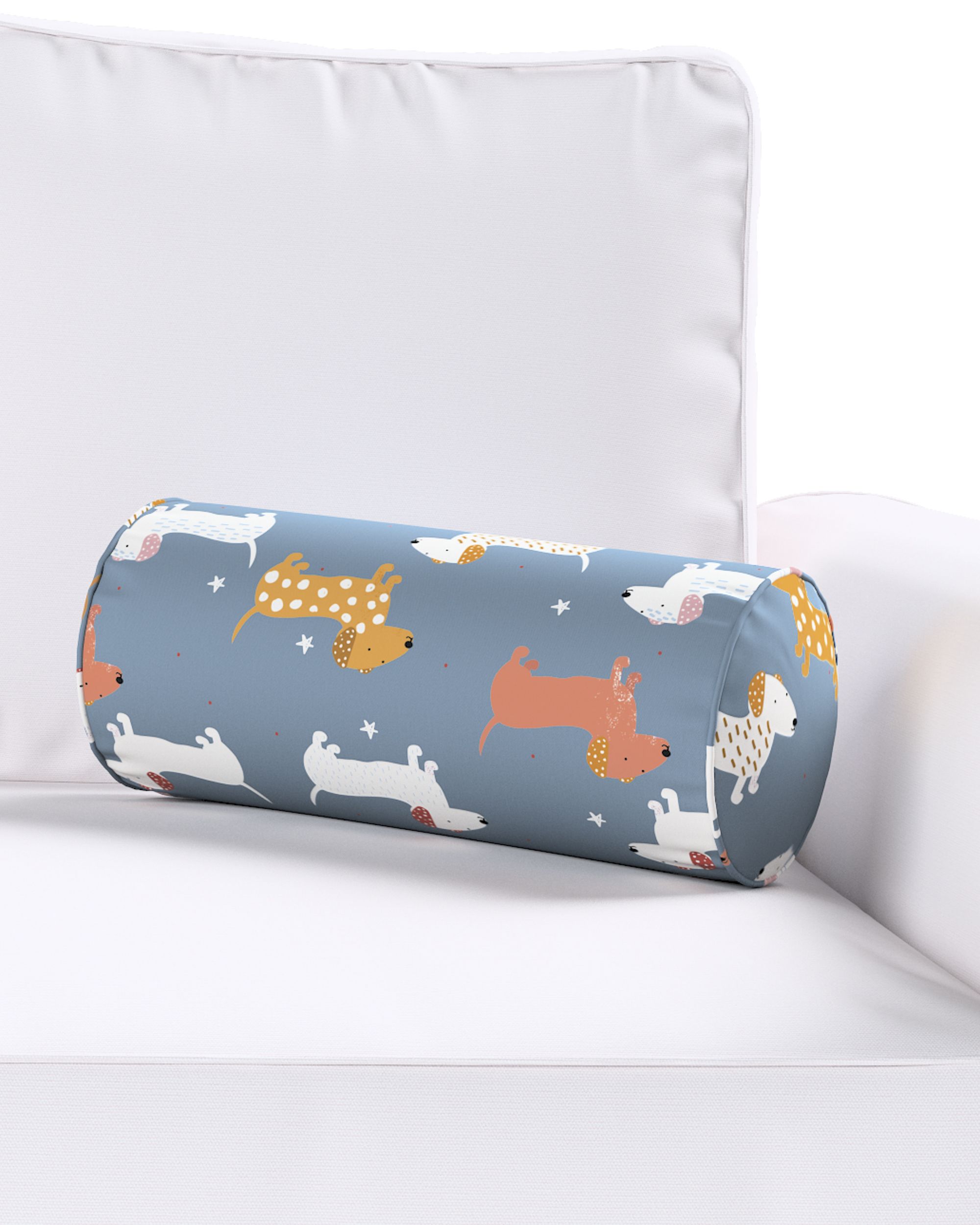 Jednoduchý valcový vankúš farba produktu modrá látka vzorované (hover)