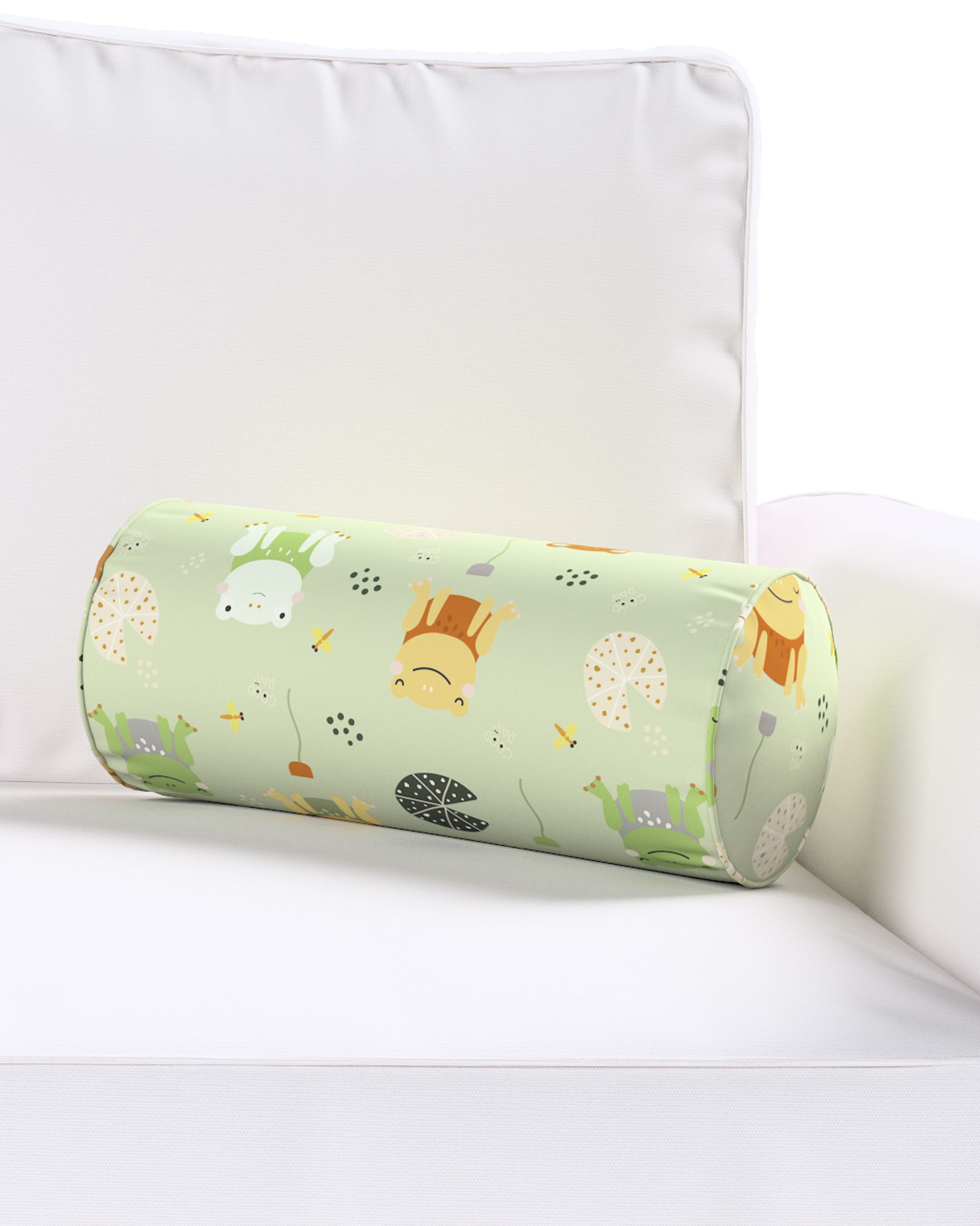 Jednoduchý valcový vankúš farba produktu zelená látka vzorované (hover)