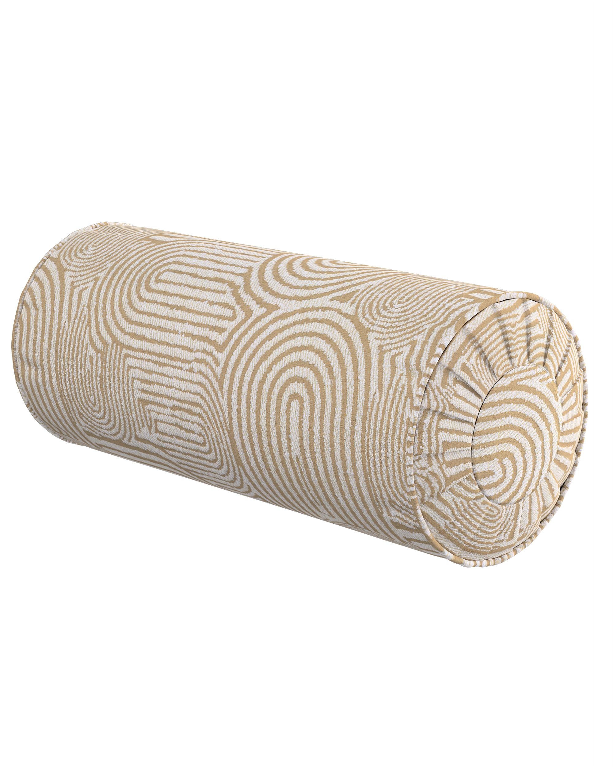 Valcový vankúš so záhybmi farba produktu béžová látka zapletaná, vzorované