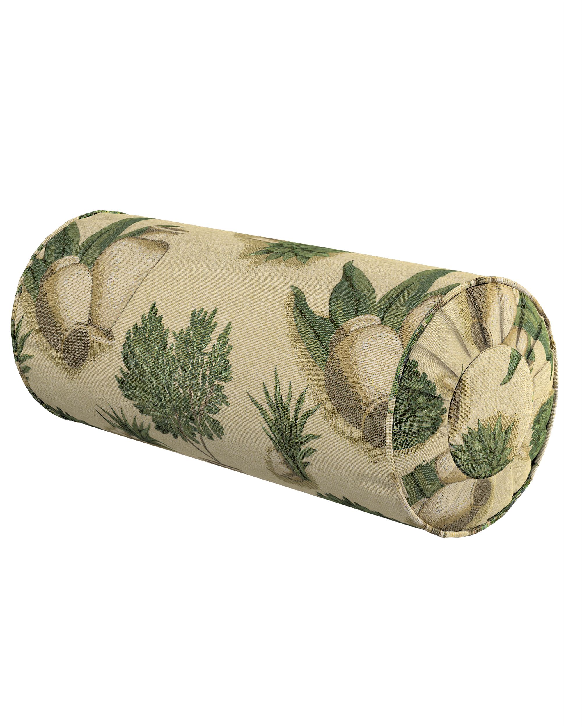 Valcový vankúš so záhybmi farba produktu béžová látka zapletaná, vzorované