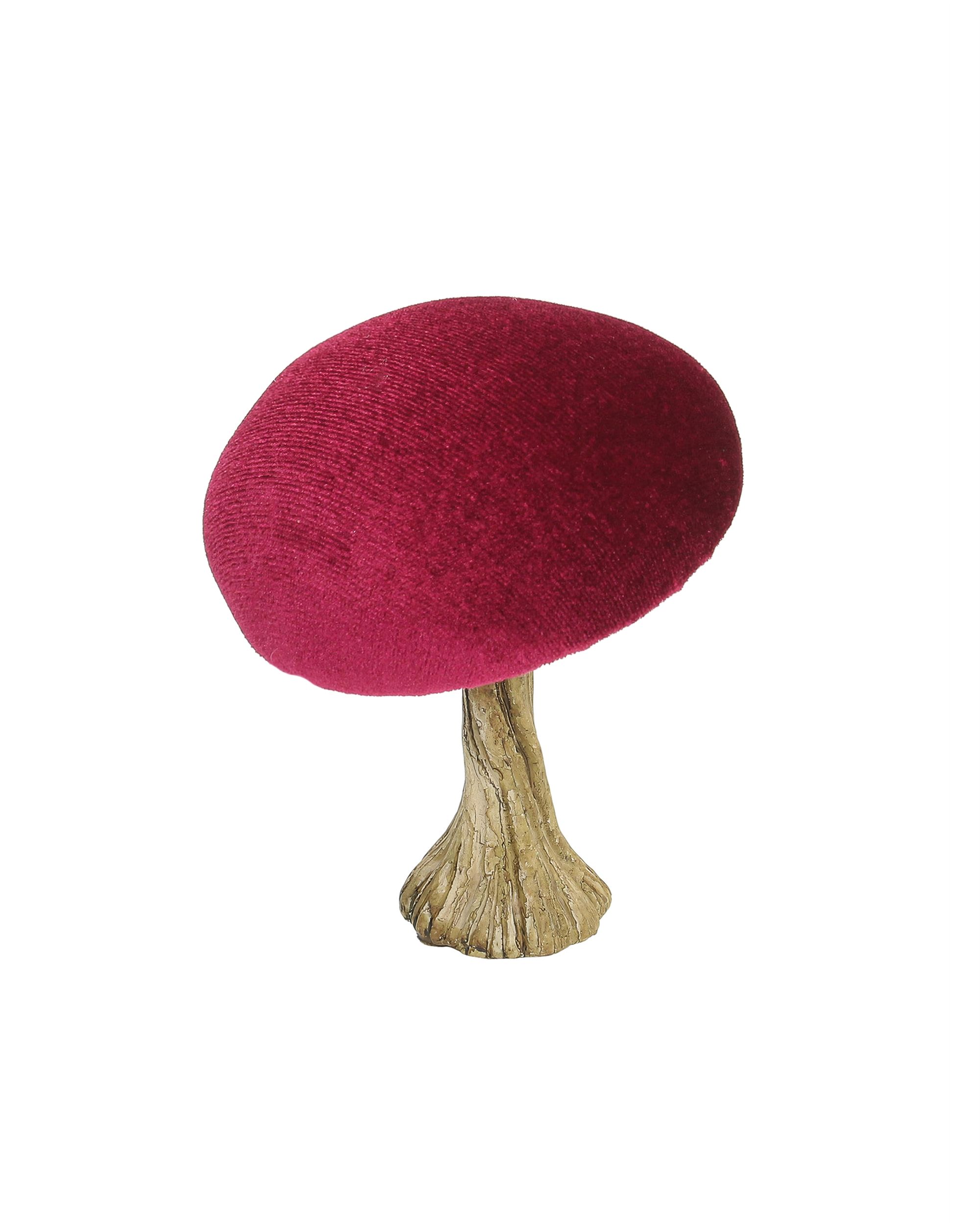 Dekorácia Velvet Mushroom 10 cm ruby