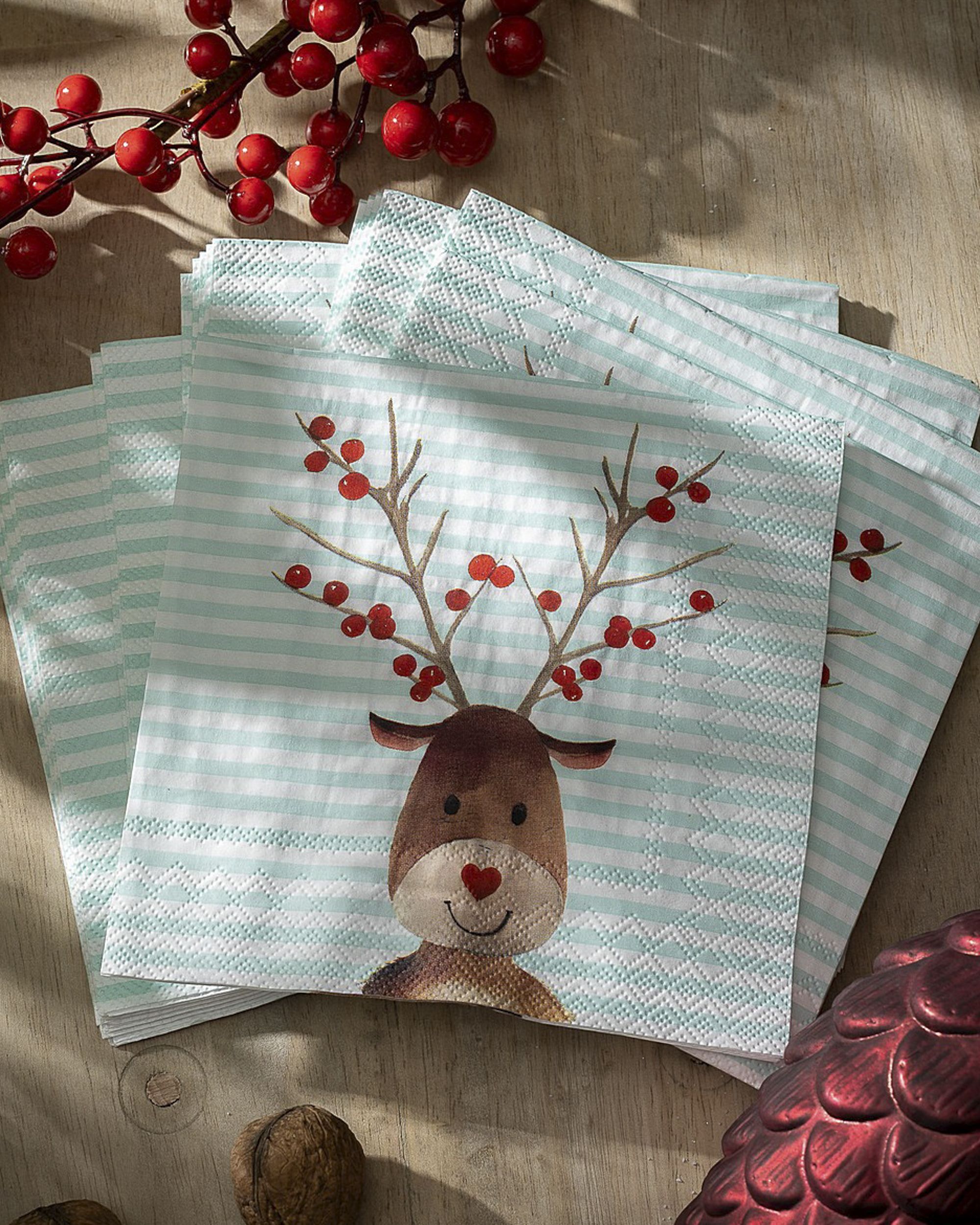 Vianočné obrúsky Reindeer Stripes 20 szt. (hover)