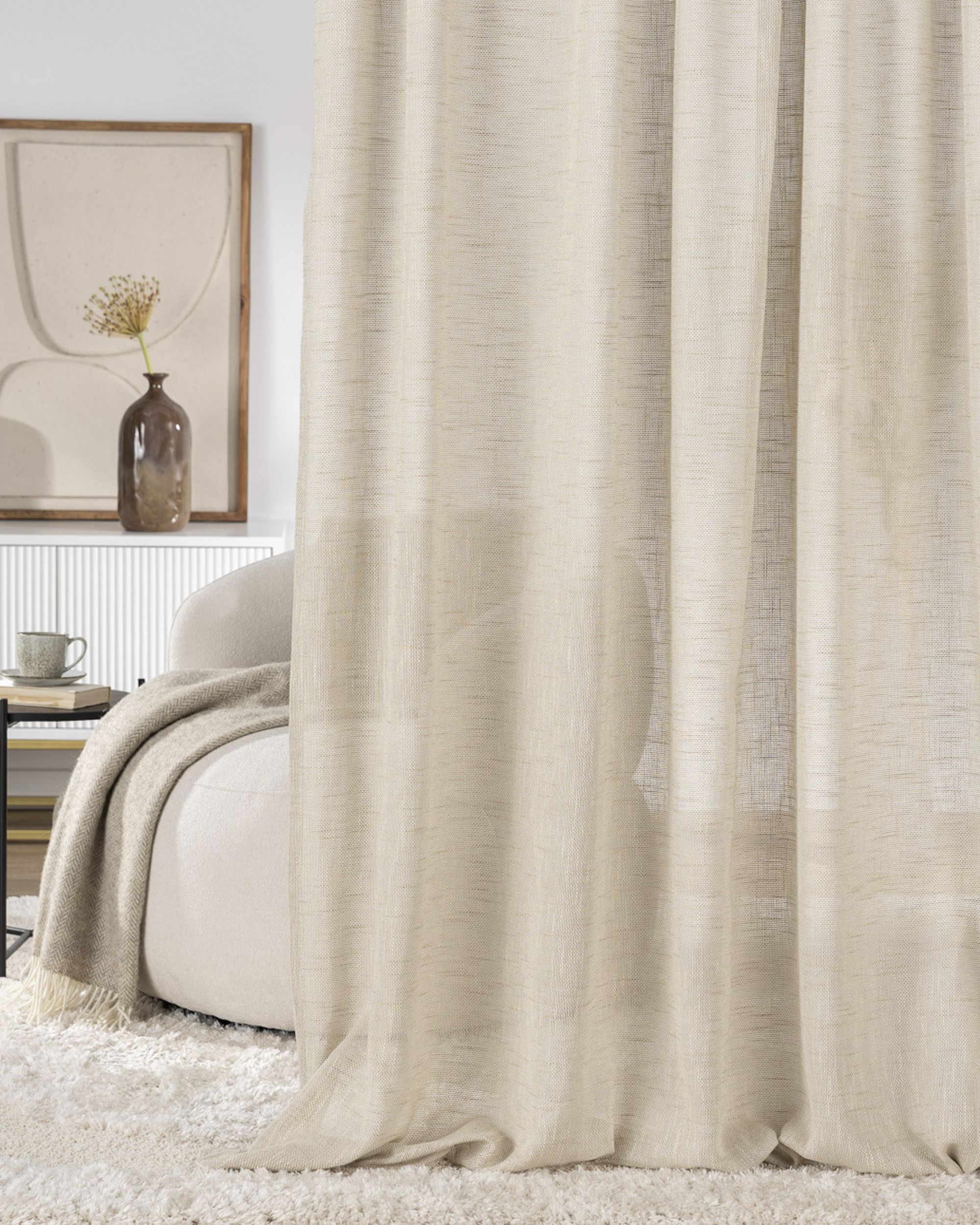 Zaves s riasením WAVE farba produktu béžová látka polopriehľadný, zapletaná (hover)
