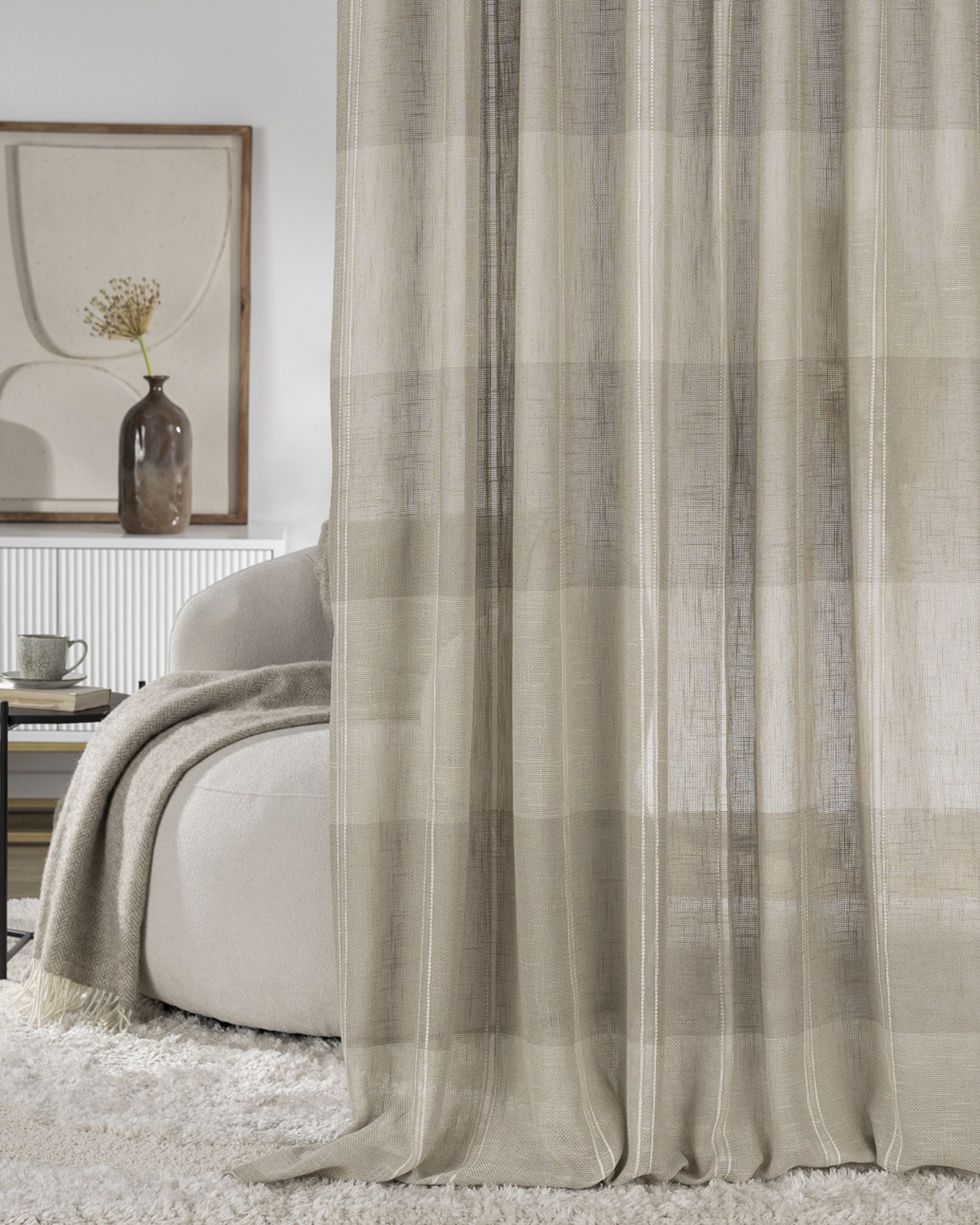 Zaves s riasením WAVE farba produktu béžová látka polopriehľadný, zapletaná, vzorované (hover)