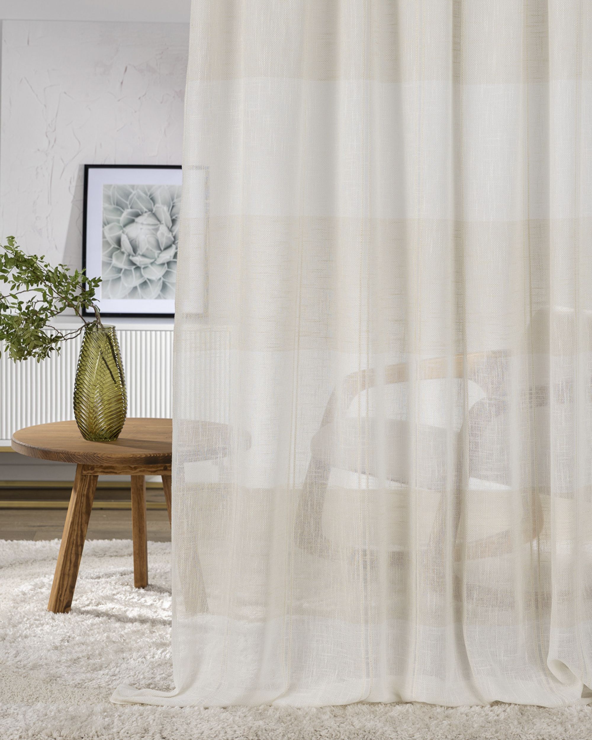 Zaves s riasením WAVE farba produktu krémová látka polopriehľadný, zapletaná, vzorované (hover)