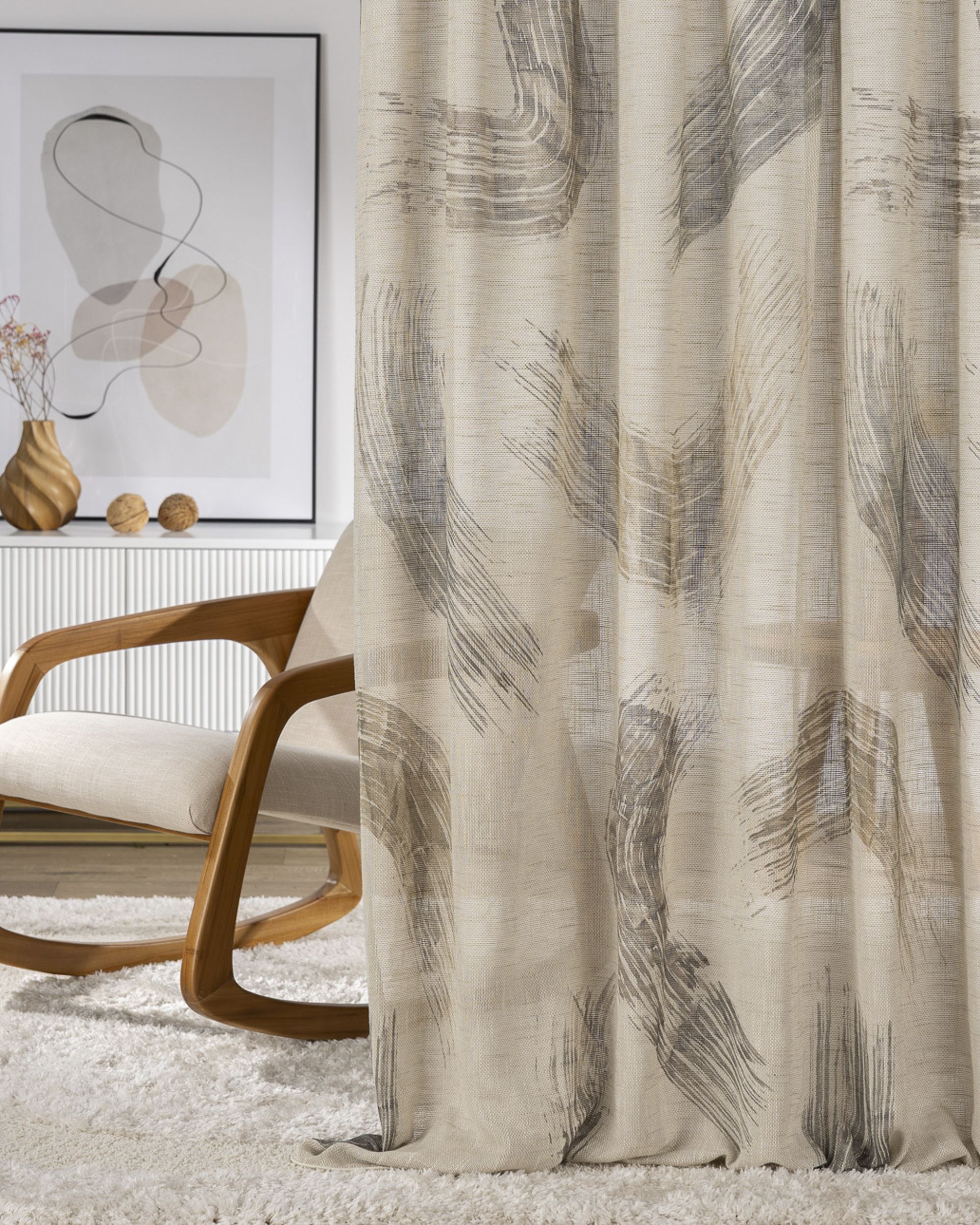 Zaves s riasením WAVE farba produktu béžová látka polopriehľadný, zapletaná, vzorované (hover)