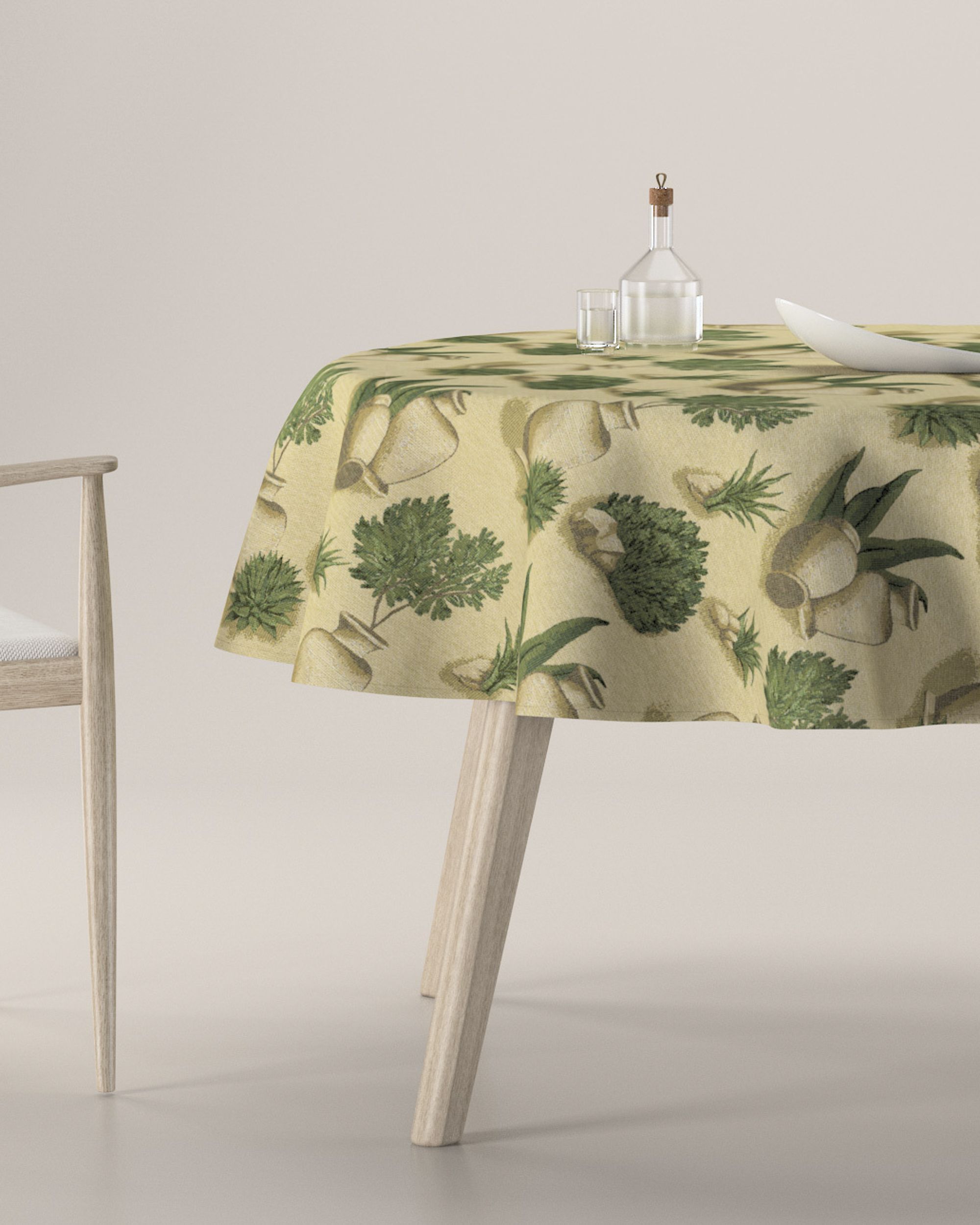 Obrus okrúhly farba produktu béžová látka zapletaná, vzorované