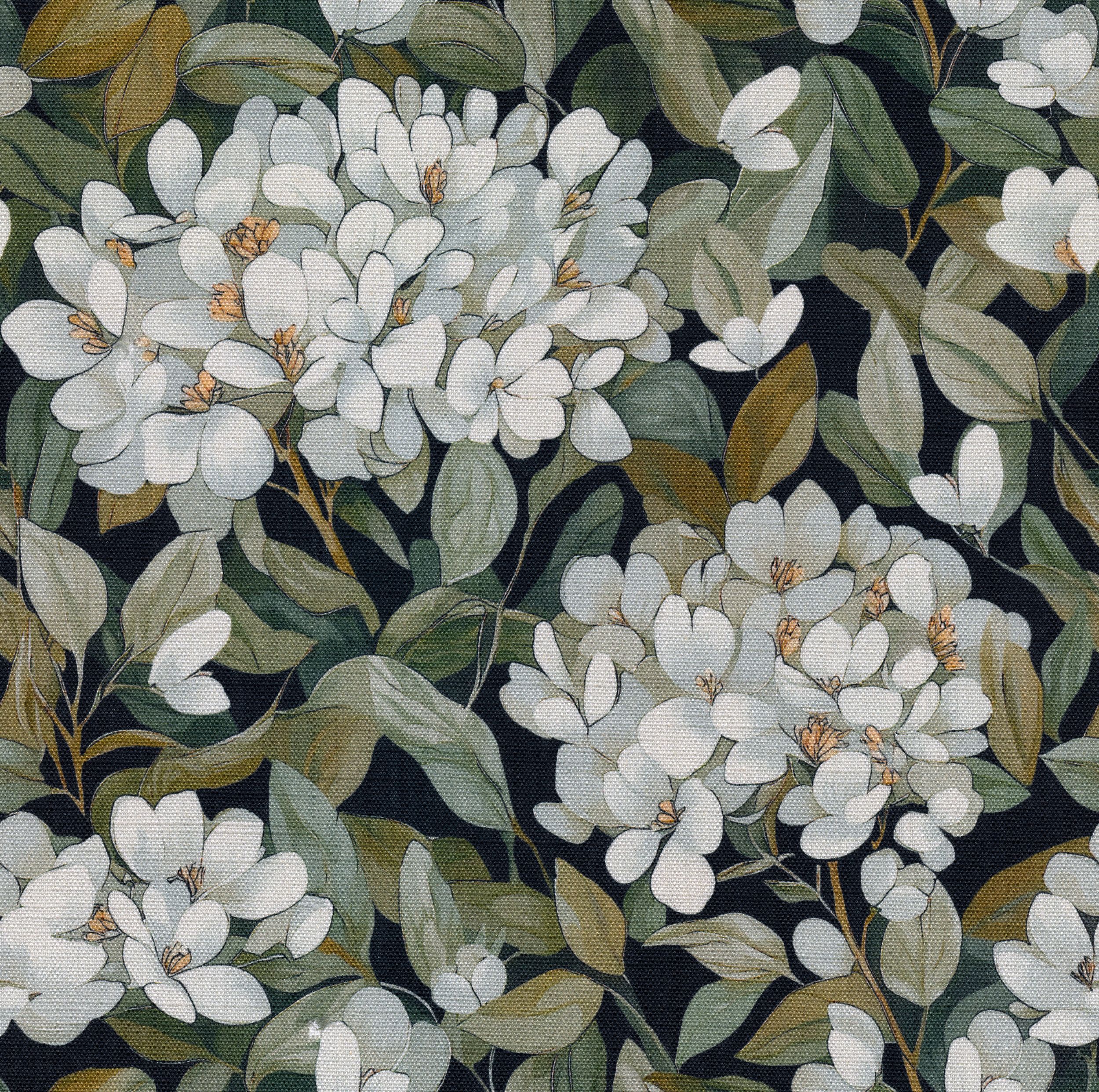 Botanic Viscose 145-19 svetlé kvety na čiernom podklade