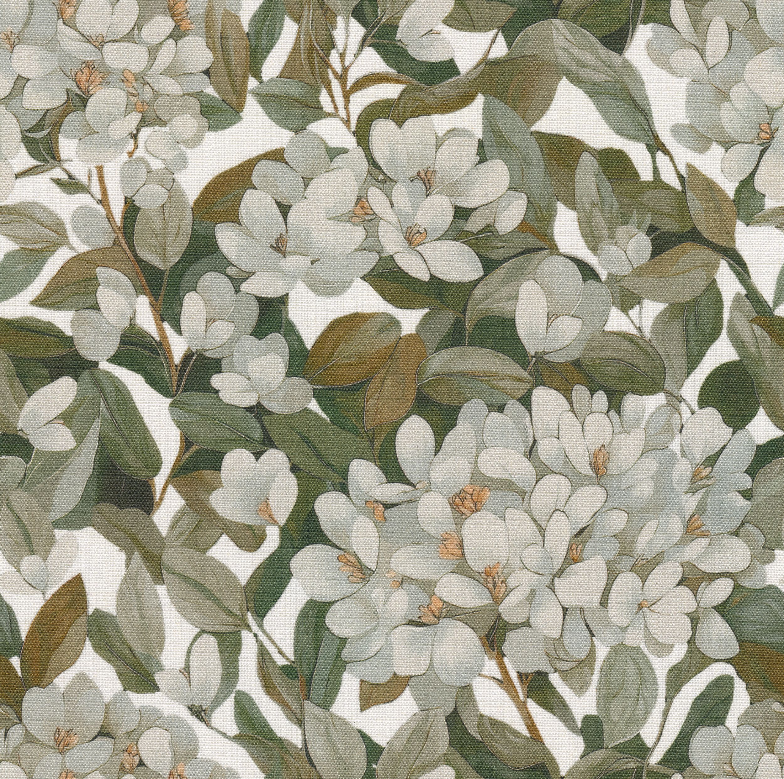 Botanic Viscose 145-20 zelené listy na bielom podklade