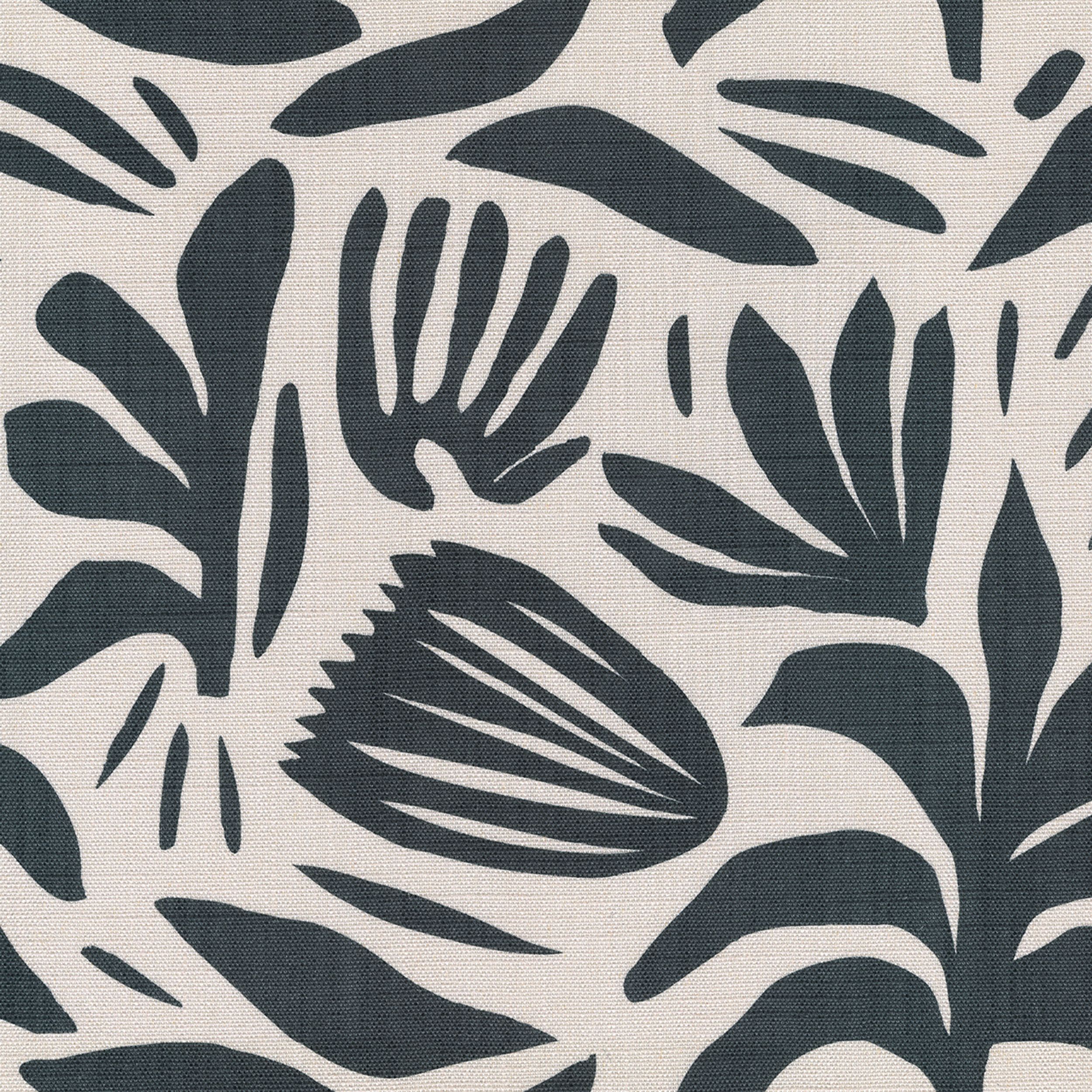 Botanic Viscose 145-21 grafitový rastlinný motív na krémovom podklade