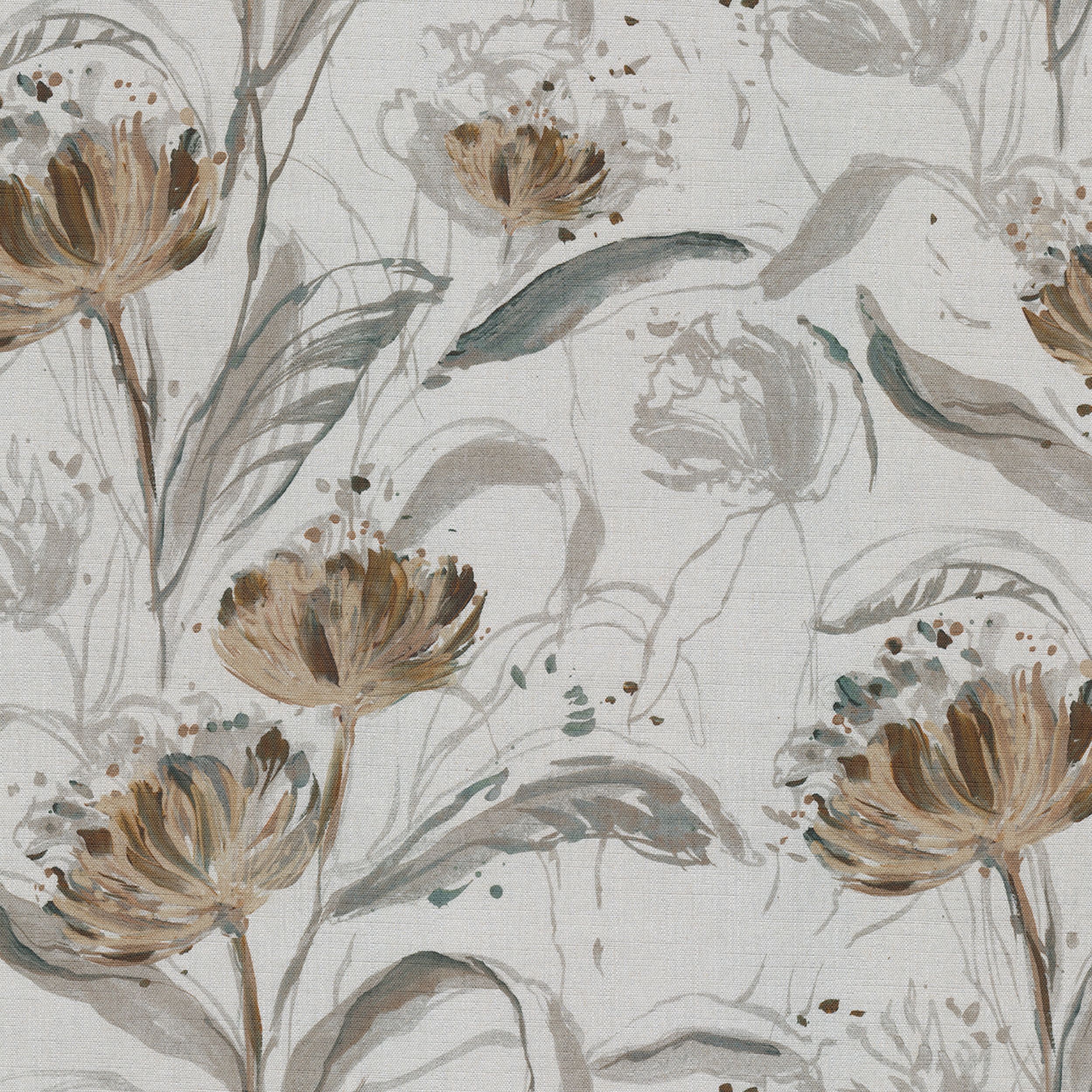 Botanic Viscose 145-22 kvety na svetlosivom podklade