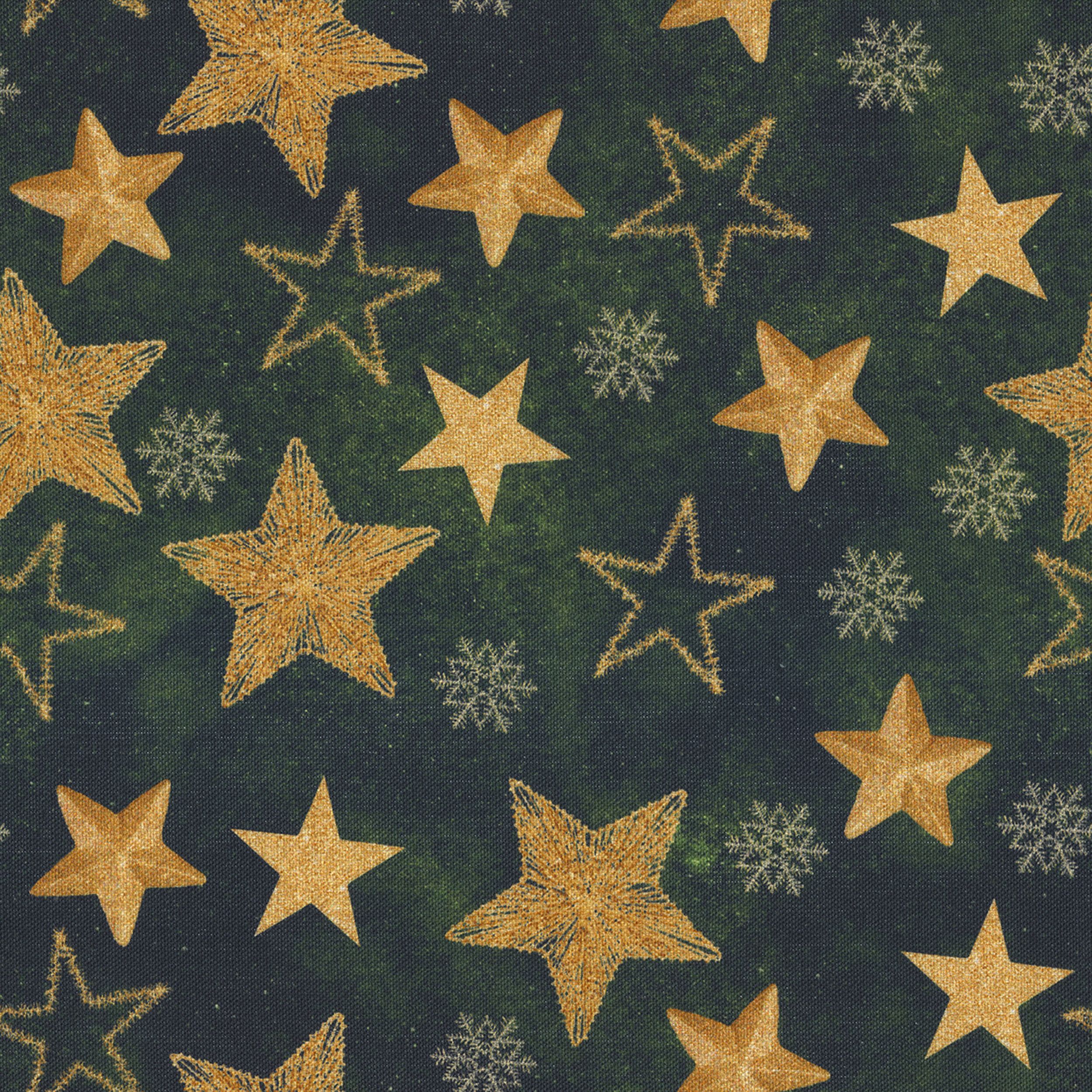 Christmas 629-46 zlaté hviezdičky na zelenom podklade