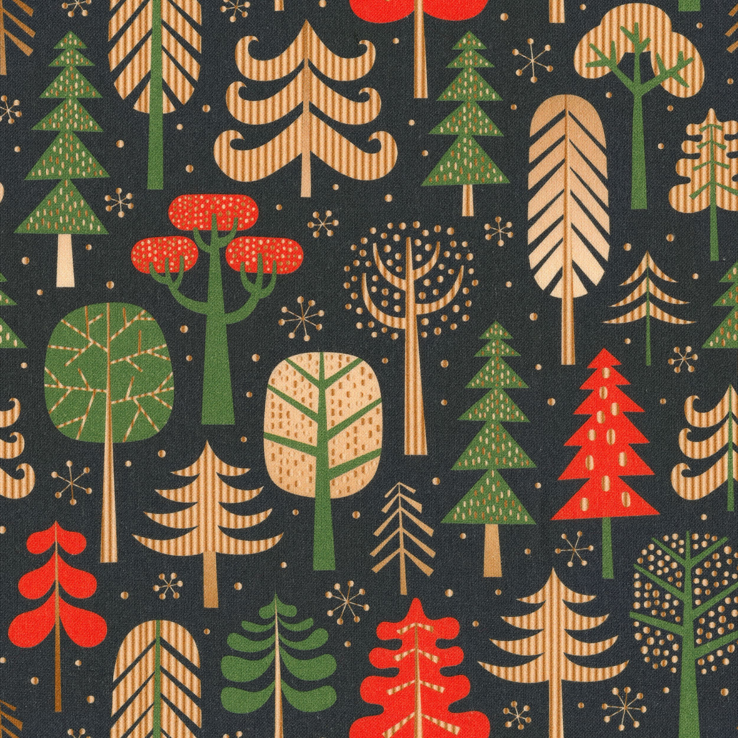 Christmas 629-48 farebné stromy na tmavomodrom podklade